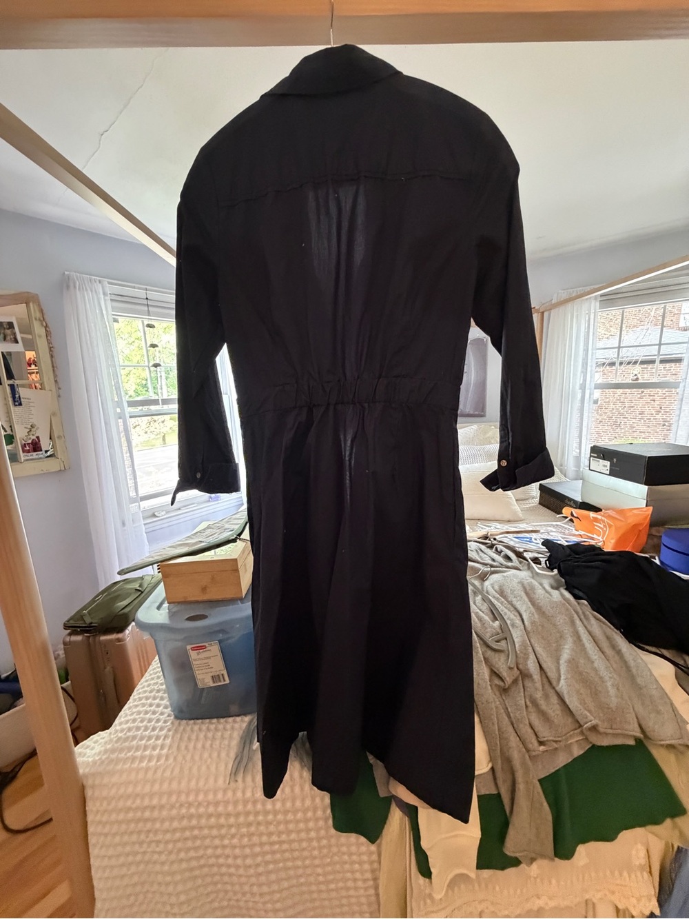 J. Crew Navy Button-Front Shirt Dress - Picture 4 of 5